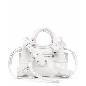 Balenciaga city xs croc white bag